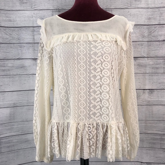 JODIFL Tops - Jodifl lace mesh cream blouse